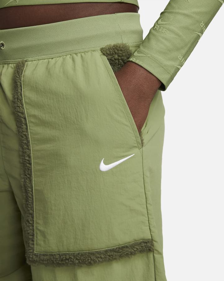 Nike Sportswear Essential Woven High-Waisted Curve Ženske Hlače Maslinasto Zelene Bijele | HR-46723SWHR