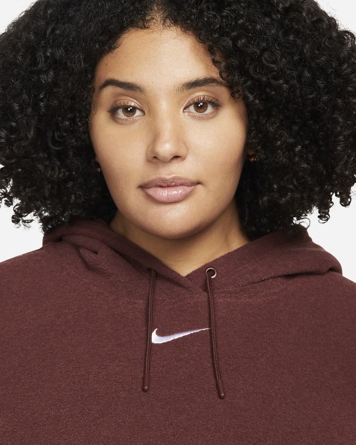 Nike Sportswear Essentials Plush (Plus Size) Ženske Majica S Kapuljačom Smeđe Bijele | HR-40261DFRL