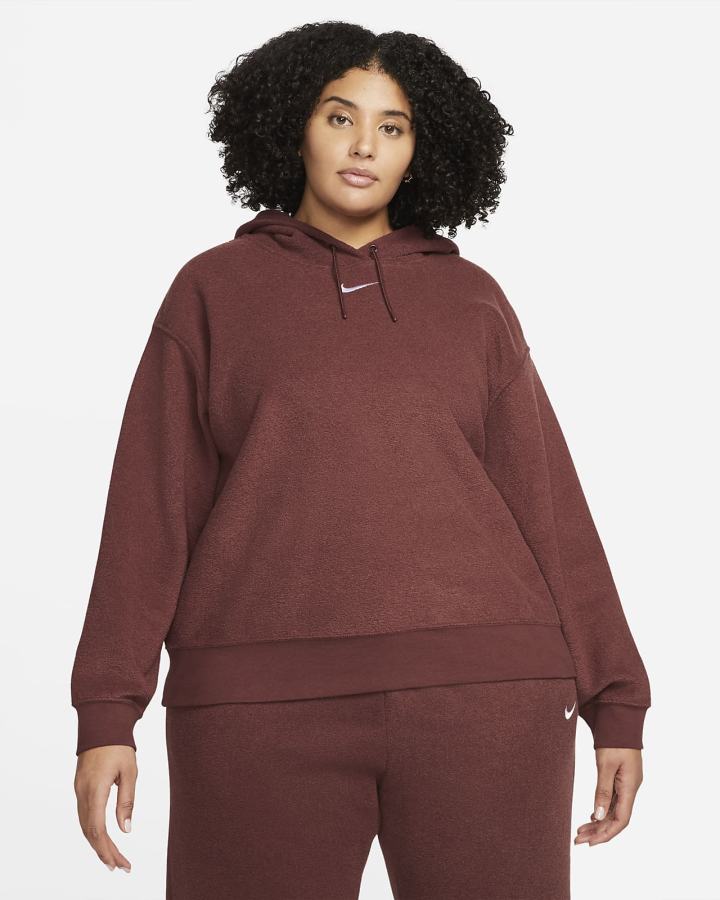 Nike Sportswear Essentials Plush (Plus Size) Ženske Majica S Kapuljačom Crne Bijele | HR-75326IBHY