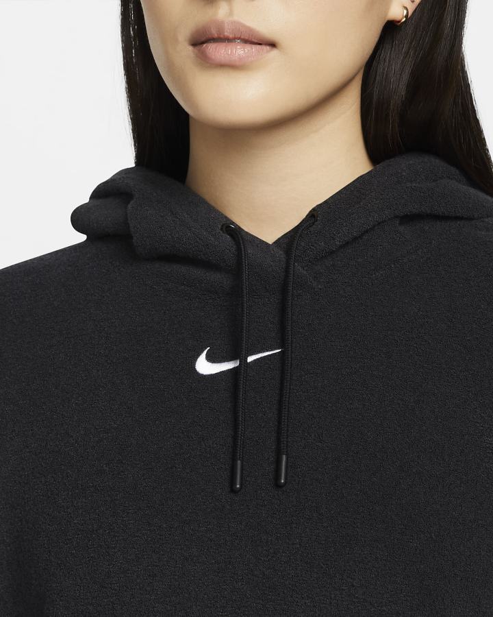 Nike Sportswear Essentials Plush (Plus Size) Ženske Majica S Kapuljačom Crne Bijele | HR-78069BMPR