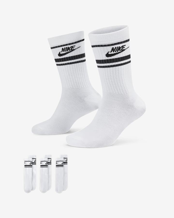 Nike Sportswear Everyday Essential Crew (3 Pairs) Muške Čarape Bijele Crne | HR-36521VXIC