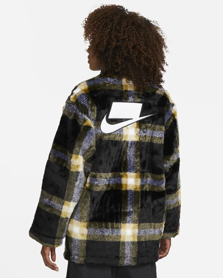 Nike Sportswear Faux-Fur Ženske Jakne Crne Bijele | HR-45687FRHL