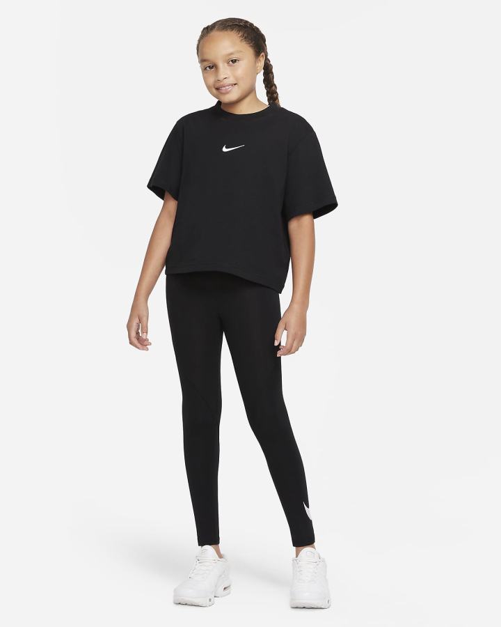 Nike Sportswear Favorites Kids Graficke High-Waisted (Extended Size) Za Djevojčice Tajice Crne | HR-05921LPUY