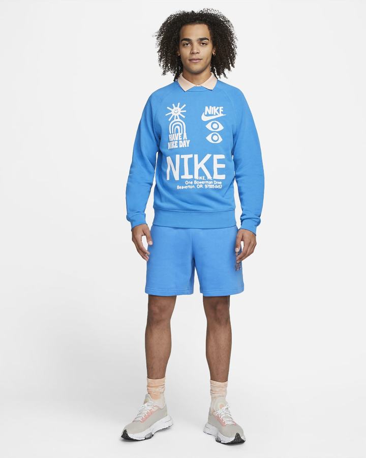 Nike Sportswear French Terry Crew Muške Dukserice Svijetlo Plave | HR-57326AEPC