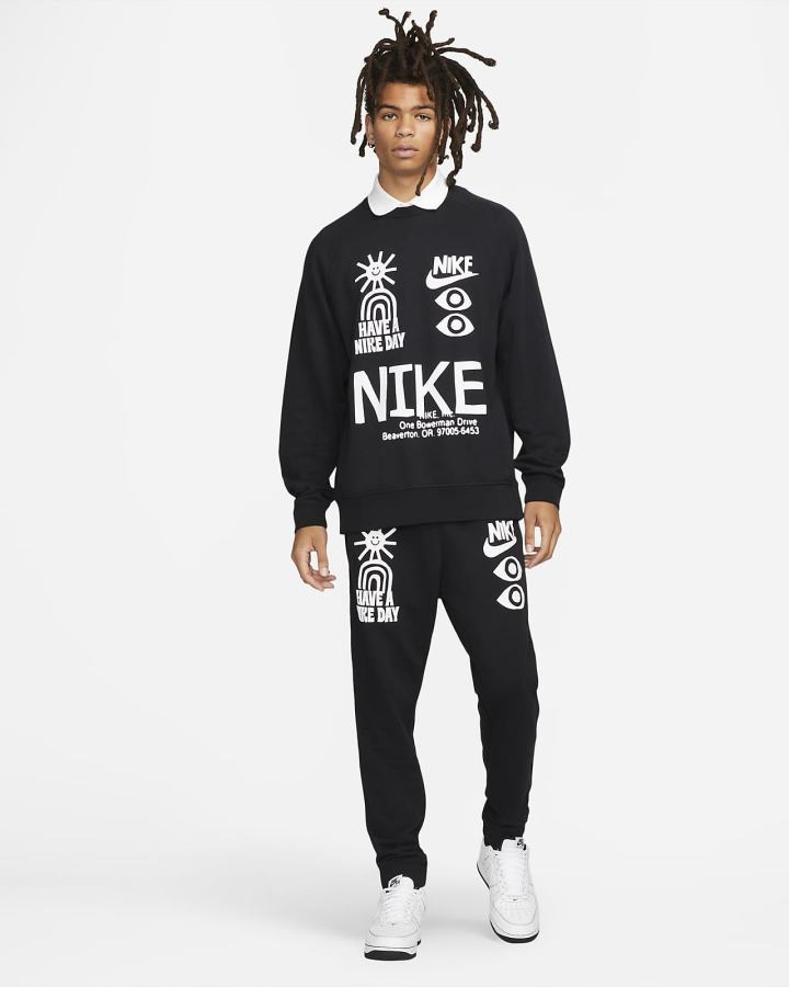 Nike Sportswear French Terry Crew Muške Dukserice Crne | HR-82460ISVA