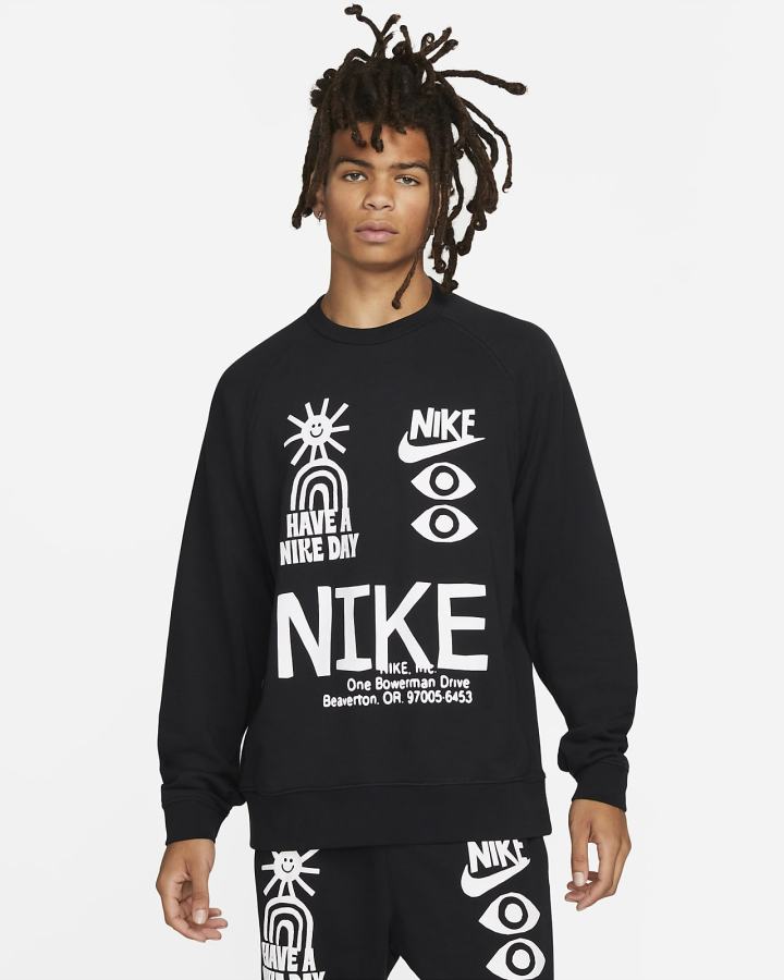 Nike Sportswear French Terry Crew Muške Dukserice Crne | HR-82460ISVA