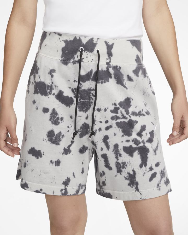 Nike Sportswear High-Waisted Cloud-Dye Ženske Kratke Hlače Crne Bijele | HR-19328WSUB