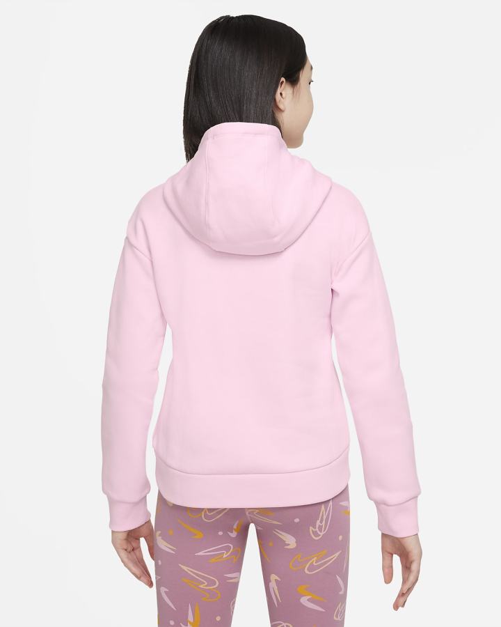 Nike Sportswear Kids Fleece Za Djevojčice Majica S Kapuljačom Roze Bijele | HR-69725DTEK