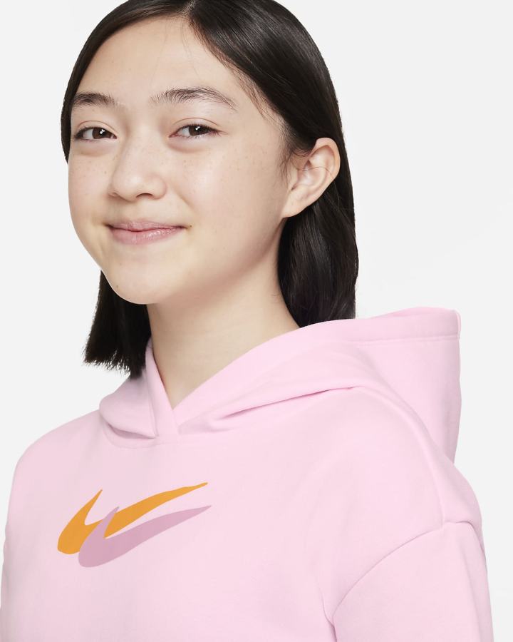 Nike Sportswear Kids Fleece Za Djevojčice Majica S Kapuljačom Roze Bijele | HR-69725DTEK