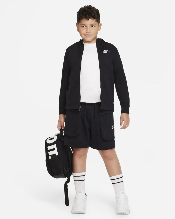 Nike Sportswear Kids Full-Zip (Extended Size) Za Dječake Majica S Kapuljačom Crne Bijele | HR-04391GZJE