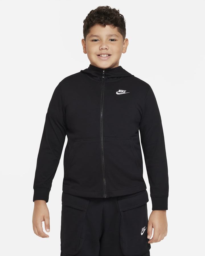 Nike Sportswear Kids Full-Zip (Extended Size) Za Dječake Majica S Kapuljačom Crne Bijele | HR-04391GZJE