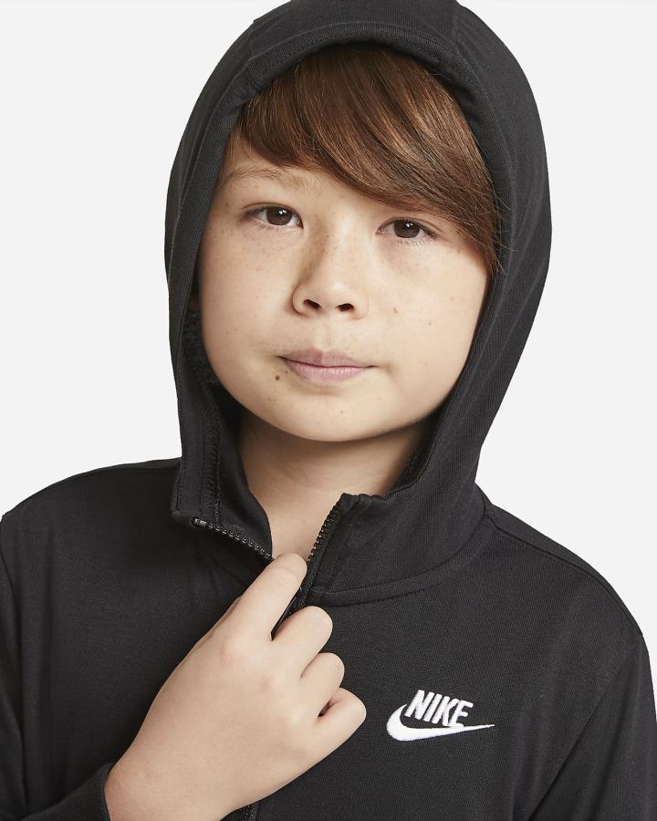 Nike Sportswear Kids Full-Zip (Extended Size) Za Dječake Majica S Kapuljačom Crne Bijele | HR-85730JTIU