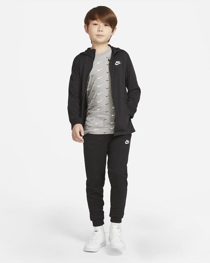 Nike Sportswear Kids Full-Zip (Extended Size) Za Dječake Majica S Kapuljačom Crne Bijele | HR-85730JTIU