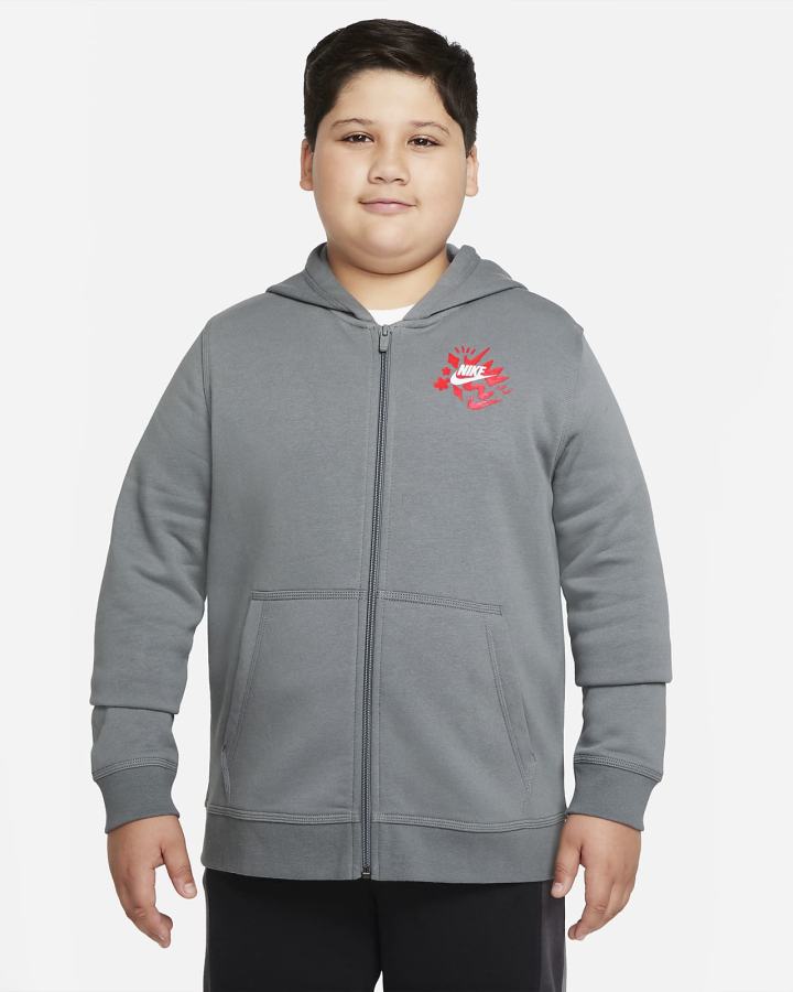 Nike Sportswear Kids Full-Zip Za Dječake Majica S Kapuljačom Sive Crvene | HR-03126FWYH