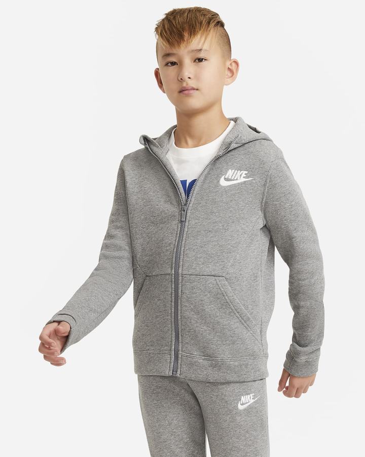 Nike Sportswear Kids Full-Zip Za Dječake Majica S Kapuljačom Tamno Sive Bijele | HR-38240OGWA