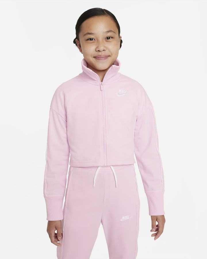 Nike Sportswear Kids High-Waisted Tracksuit Za Djevojčice Trenirke Roze Bijele | HR-34087RVWM