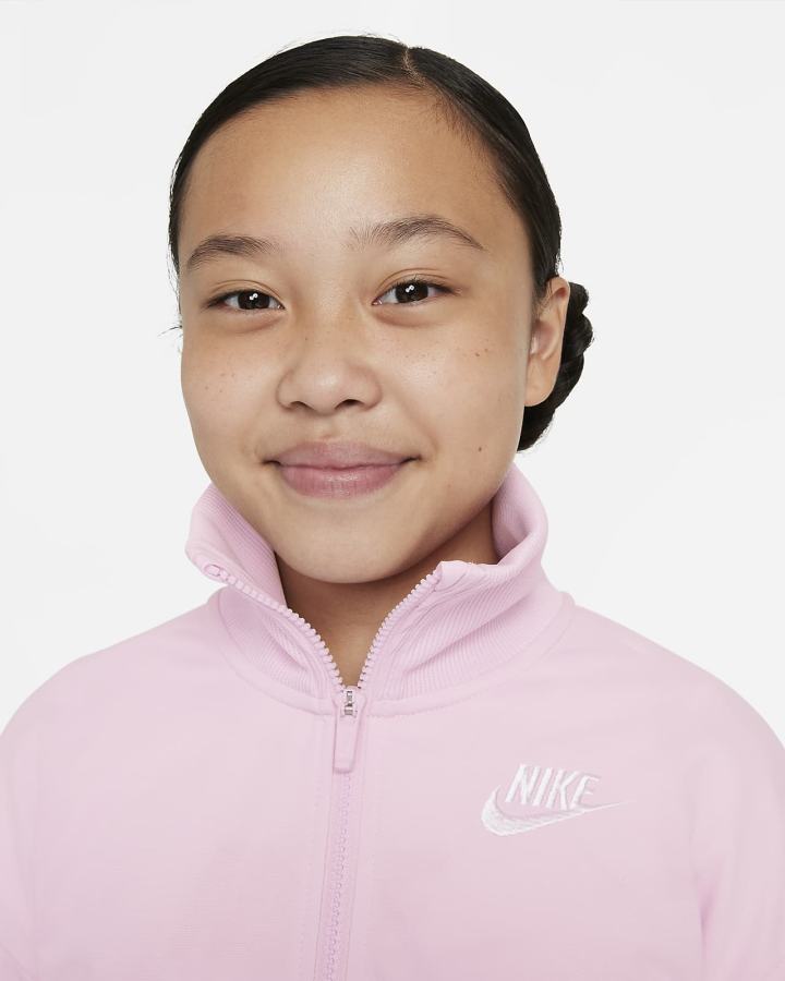 Nike Sportswear Kids High-Waisted Tracksuit Za Djevojčice Trenirke Roze Bijele | HR-34087RVWM