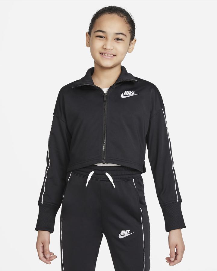 Nike Sportswear Kids High-Waisted Tracksuit Za Djevojčice Trenirke Crne Bijele | HR-72639DQZS