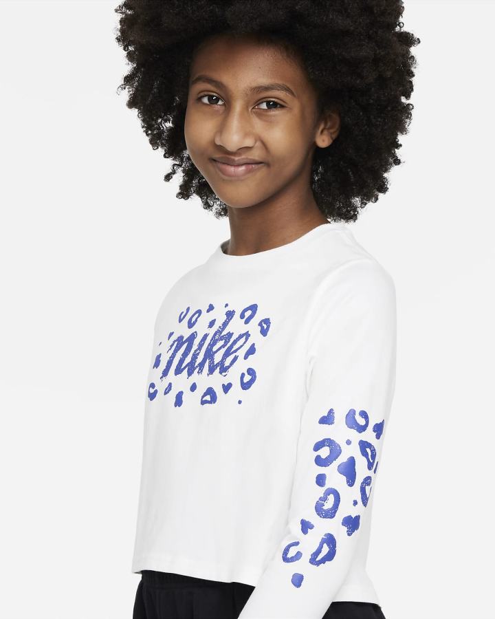 Nike Sportswear Kids Long-Sleeve Cropped Za Djevojčice Majice Bijele | HR-70295LHXQ