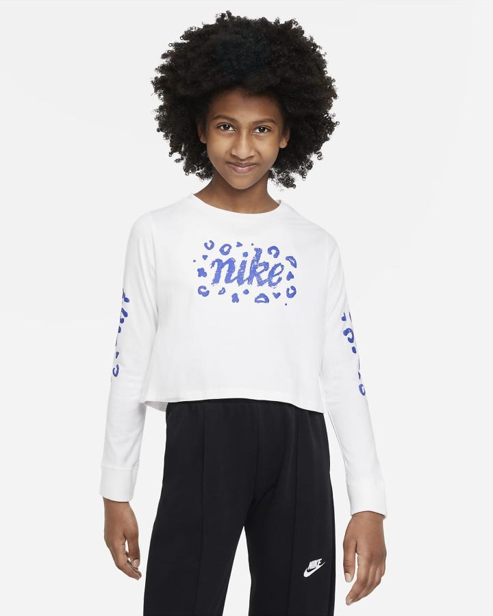 Nike Sportswear Kids Long-Sleeve Cropped Za Djevojčice Majice Bijele | HR-70295LHXQ