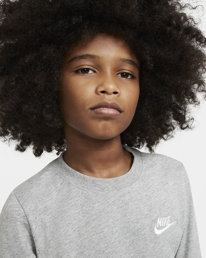 Nike Sportswear Kids Long-Sleeve Za Dječake Majice Tamno Sive Bijele | HR-08231ZKUW