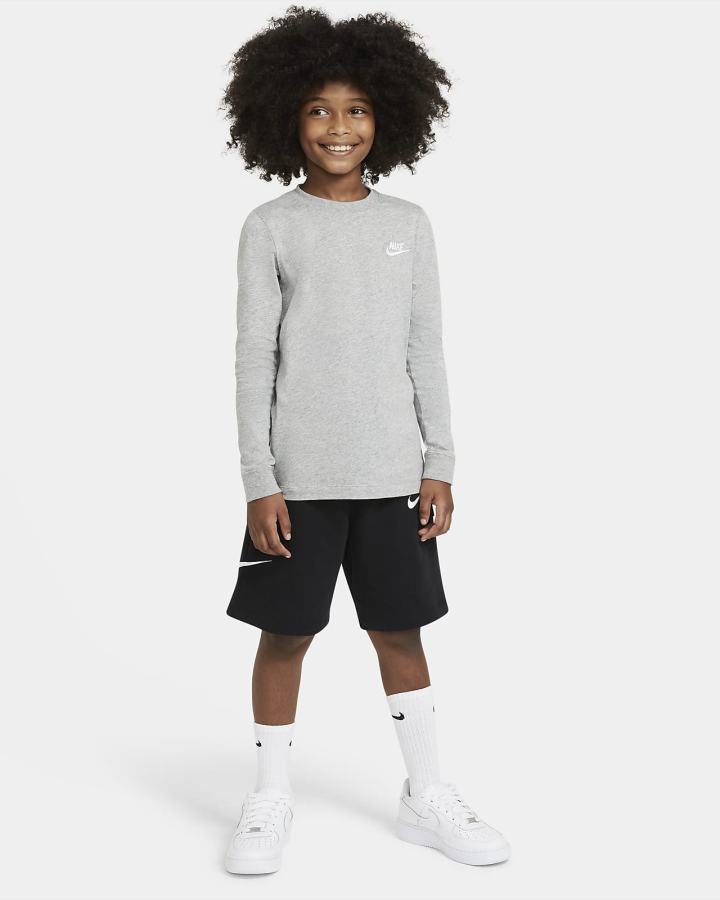 Nike Sportswear Kids Long-Sleeve Za Dječake Majice Tamno Sive Bijele | HR-08231ZKUW