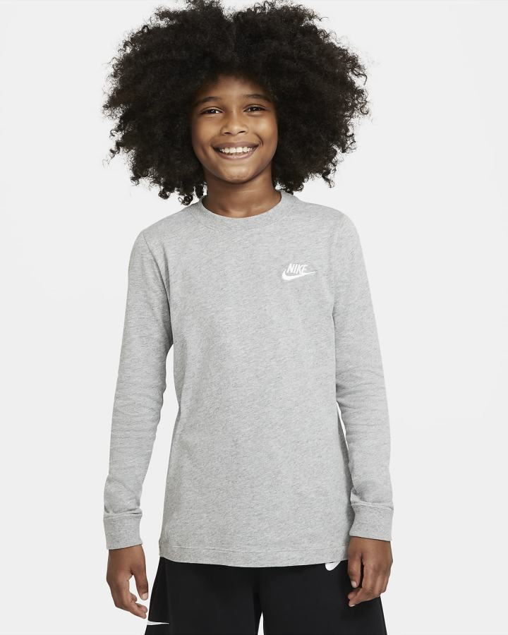 Nike Sportswear Kids Long-Sleeve Za Dječake Majice Tamno Sive Bijele | HR-08231ZKUW