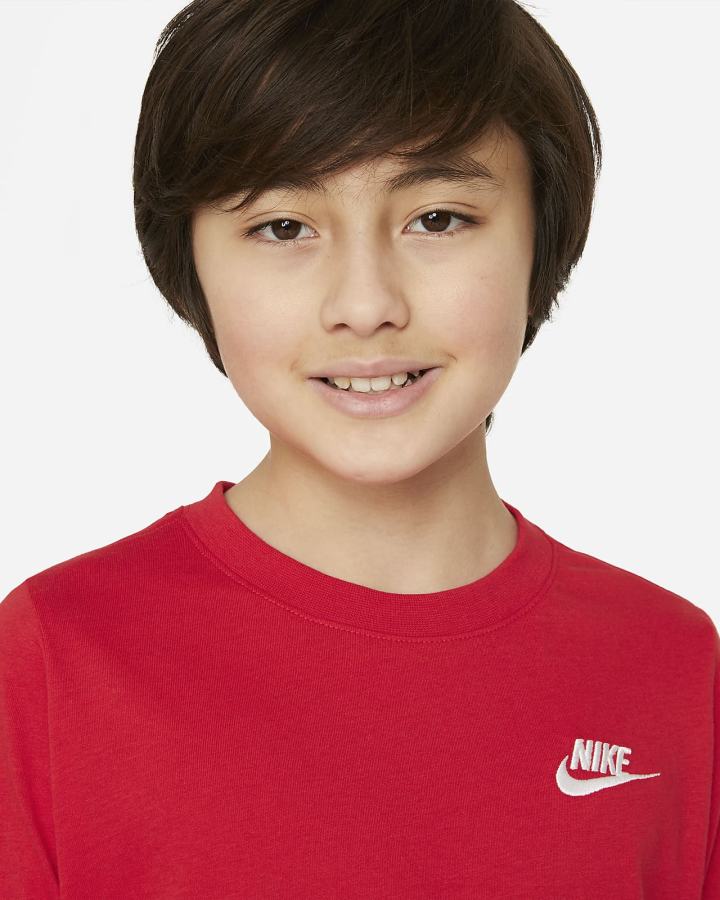 Nike Sportswear Kids Long-Sleeve Za Dječake Majice Crvene Bijele | HR-59420RKXJ