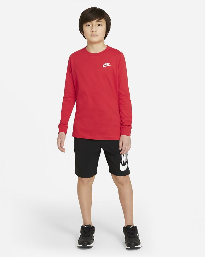 Nike Sportswear Kids Long-Sleeve Za Dječake Majice Crvene Bijele | HR-59420RKXJ