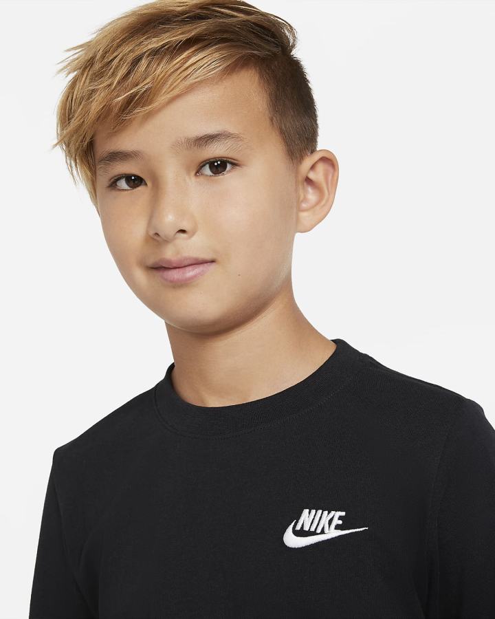 Nike Sportswear Kids Long-Sleeve Za Dječake Majice Crne Bijele | HR-76985KPNW