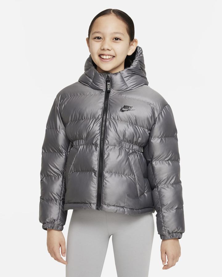 Nike Sportswear Kids Synthetic-Fill Hooded Za Djevojčice Jakne Crne Bijele Crne | HR-58314XCVA