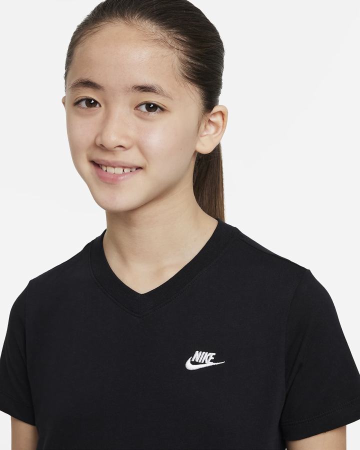 Nike Sportswear Kids V-Neck Za Djevojčice Majice Crne | HR-06349QOFJ