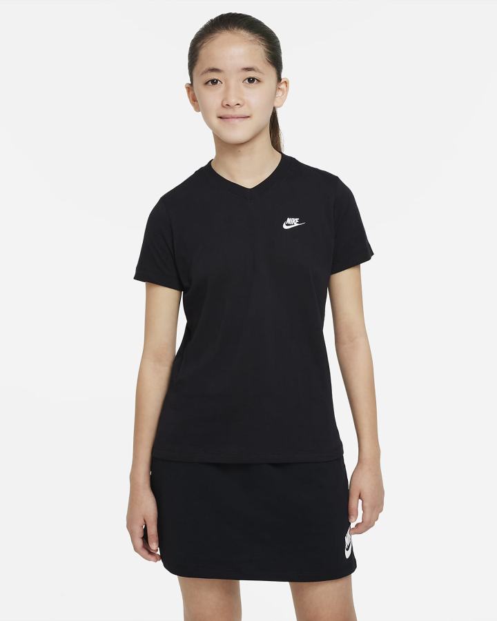 Nike Sportswear Kids V-Neck Za Djevojčice Majice Crne | HR-06349QOFJ