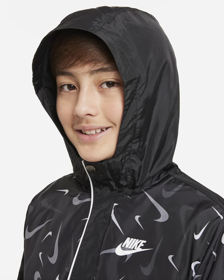 Nike Sportswear Kids Woven Printed Anorak Za Dječake Jakne Crne Bijele | HR-76581GQPI