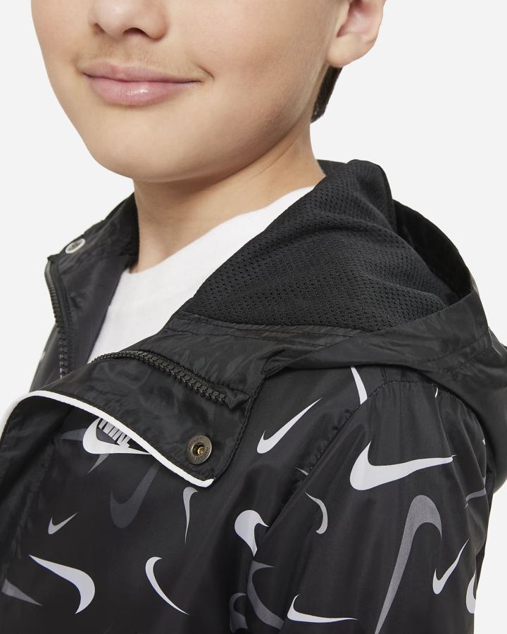 Nike Sportswear Kids Woven Printed Anorak Za Dječake Jakne Crne Bijele | HR-76581GQPI