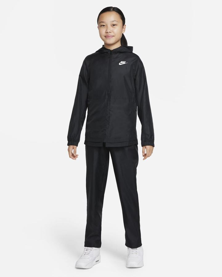 Nike Sportswear Kids Woven Tracksuit Za Djevojčice Trenirke Crne Bijele | HR-89205JLPE