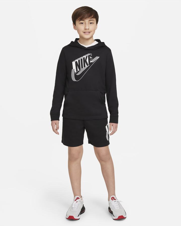 Nike Sportswear Kids Za Dječake Majica S Kapuljačom Crne Bijele | HR-92786TCWN