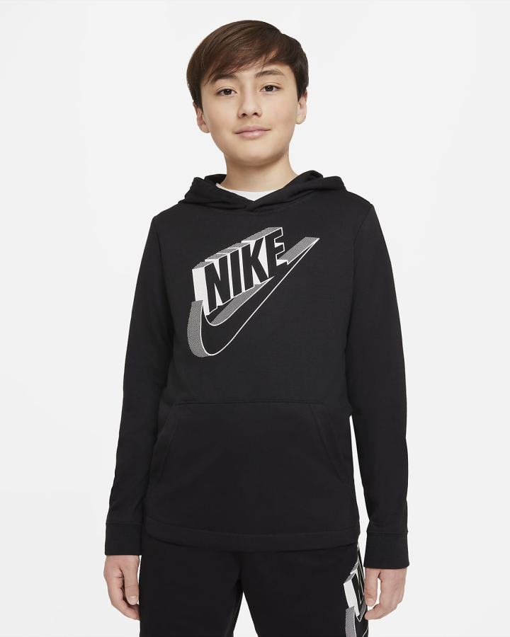 Nike Sportswear Kids Za Dječake Majica S Kapuljačom Crne Bijele | HR-92786TCWN