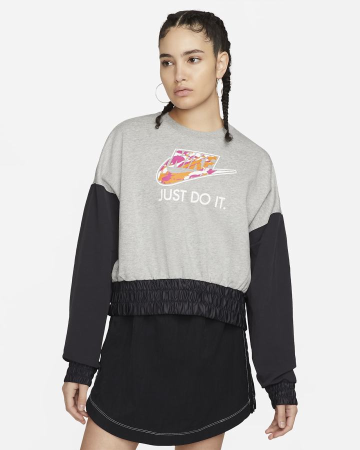 Nike Sportswear Oversized Fleece Crew Top Ženske Dukserice Tamno Sive Crne | HR-25134YZHW