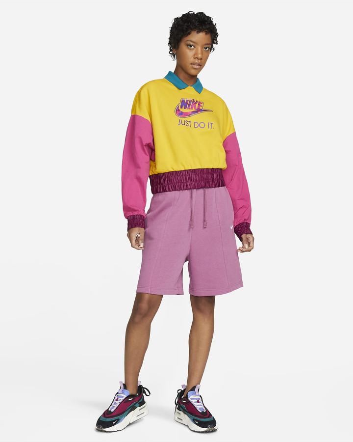 Nike Sportswear Oversized Fleece Crew Top Ženske Dukserice Žute Roze | HR-42371BGZR