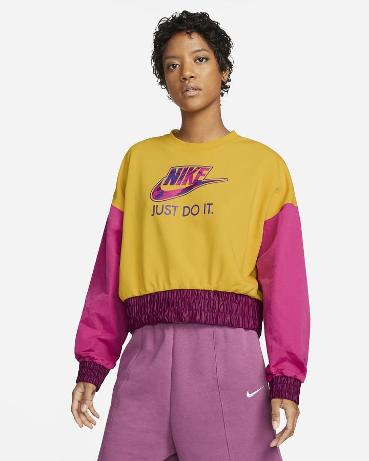 Nike Sportswear Oversized Fleece Crew Top Ženske Dukserice Žute Roze | HR-42371BGZR