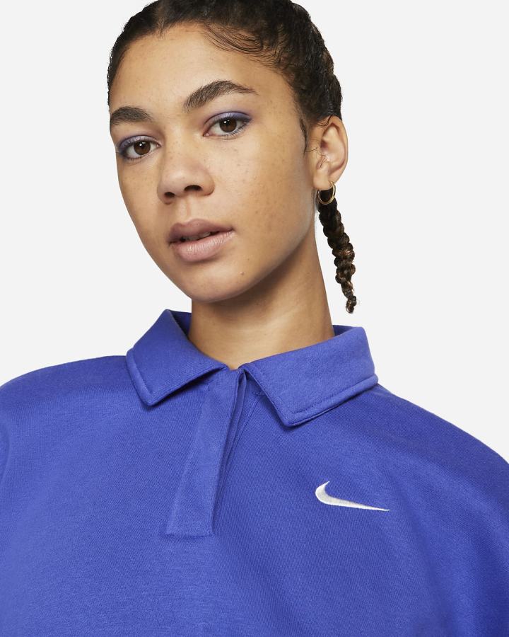 Nike Sportswear Phoenix Fleece 3/4-Sleeve Crop Ženske Dukserice Plave | HR-04986JGMV