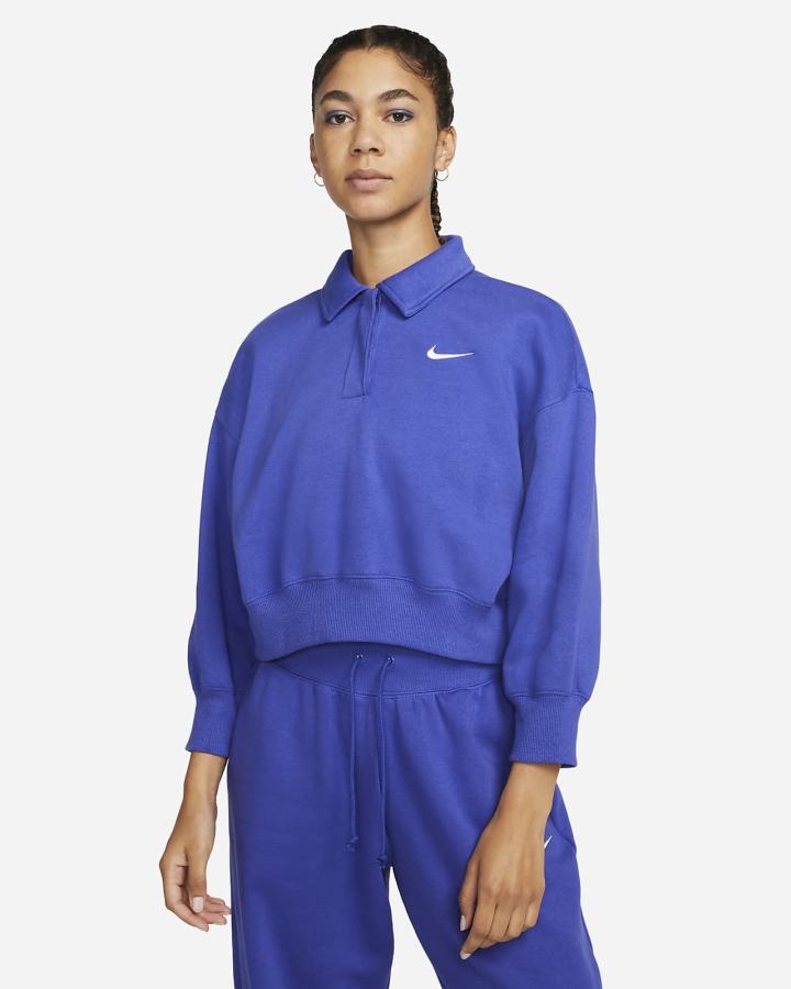 Nike Sportswear Phoenix Fleece 3/4-Sleeve Crop Ženske Dukserice Plave | HR-04986JGMV