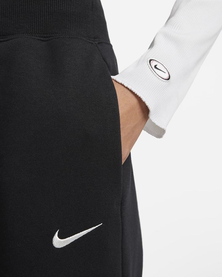 Nike Sportswear Phoenix Fleece High-Waisted Wide-Leg Ženske Trenirke Crne | HR-29170NGZP