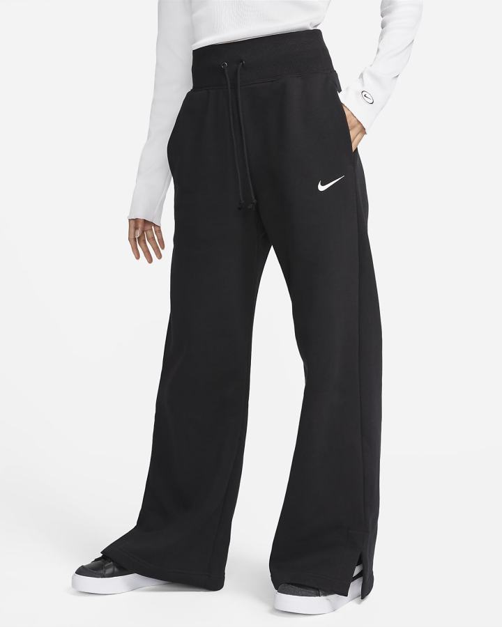 Nike Sportswear Phoenix Fleece High-Waisted Wide-Leg Ženske Trenirke Crne | HR-29170NGZP