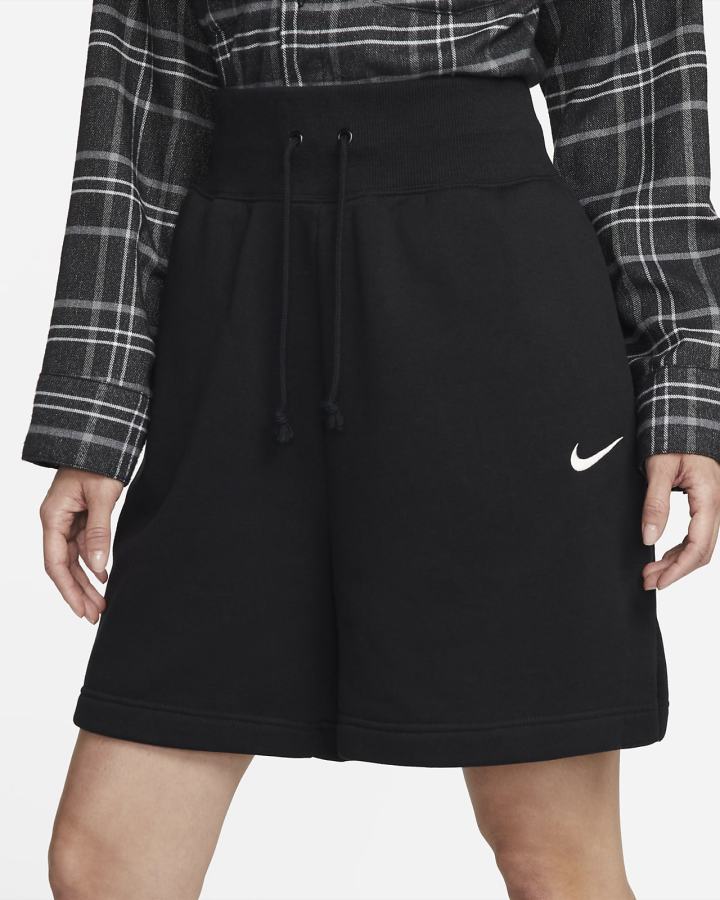 Nike Sportswear Phoenix Fleece High-Waisted Loose-Fit Ženske Kratke Hlače Crne | HR-34629TOQB