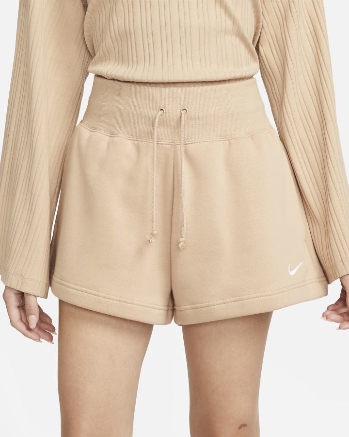 Nike Sportswear Phoenix Fleece High-Waisted Ženske Kratke Hlače Bež | HR-69710HQOZ