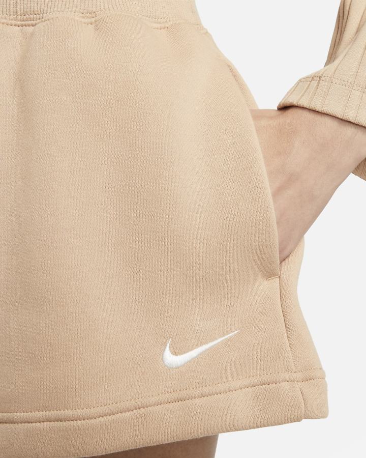 Nike Sportswear Phoenix Fleece High-Waisted Ženske Kratke Hlače Bež | HR-69710HQOZ