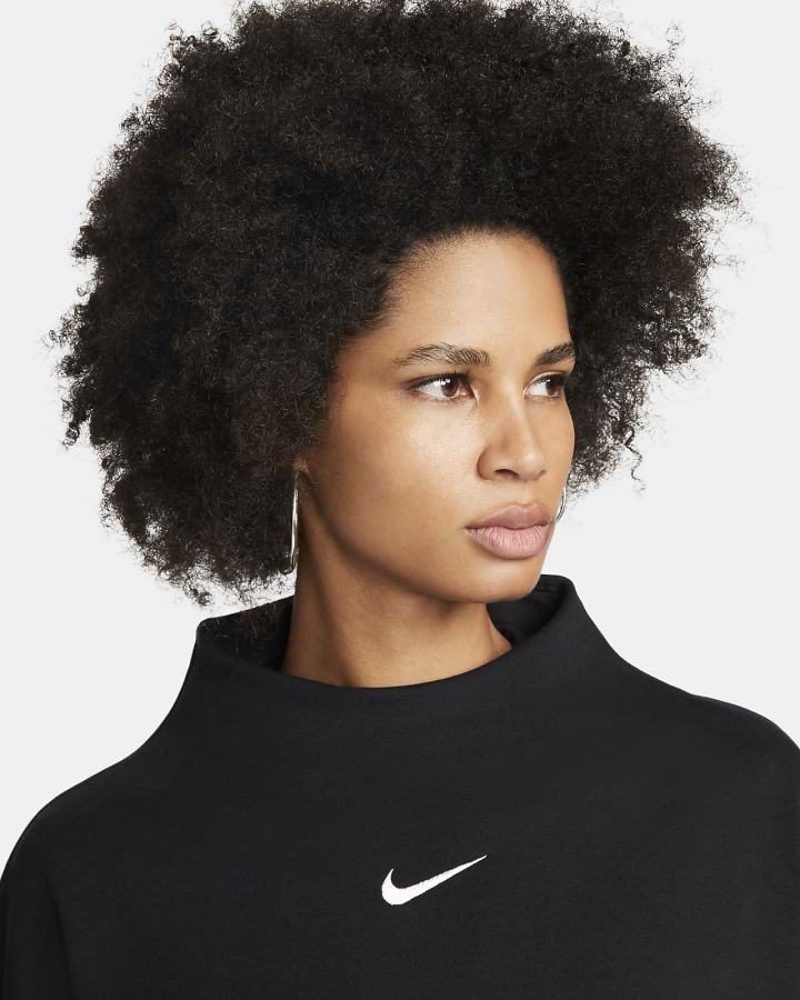 Nike Sportswear Phoenix Fleece Over-Oversized Mock-Neck 3/4-Sleeve Ženske Dukserice Crne | HR-83742DTKF