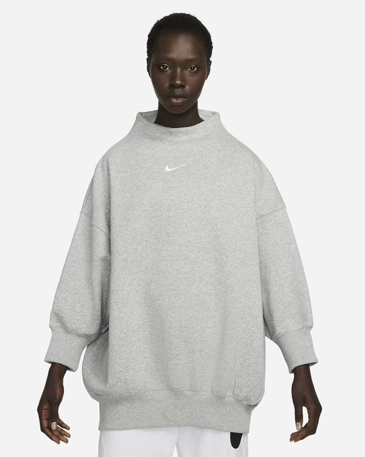 Nike Sportswear Phoenix Fleece Over-Oversized Mock-Neck 3/4-Sleeve Ženske Dukserice Tamno Sive | HR-92675KYIJ